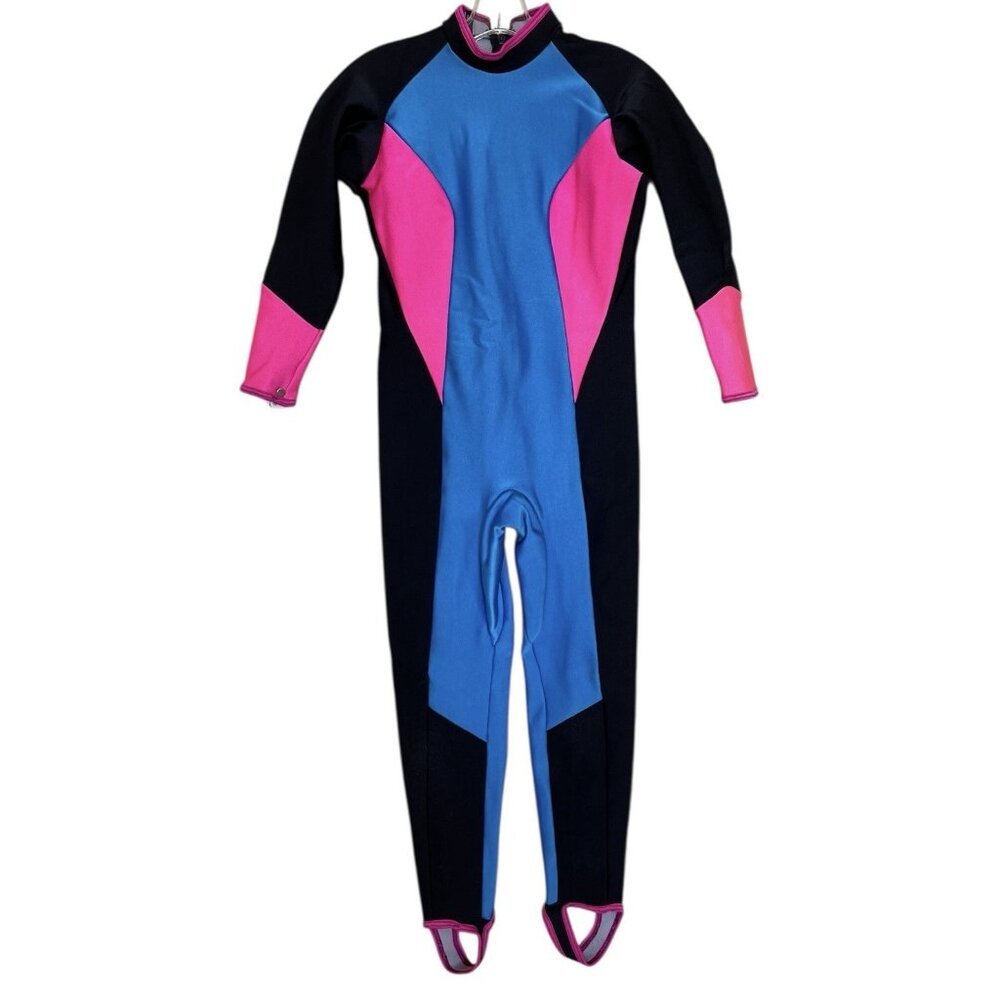 Vintage Henderson Wetsuit‎ Womens Size 8 Polartec Black Pink Blue Fleece Lined